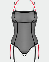 Sheer Mesh Tulle Crotchless Teddy